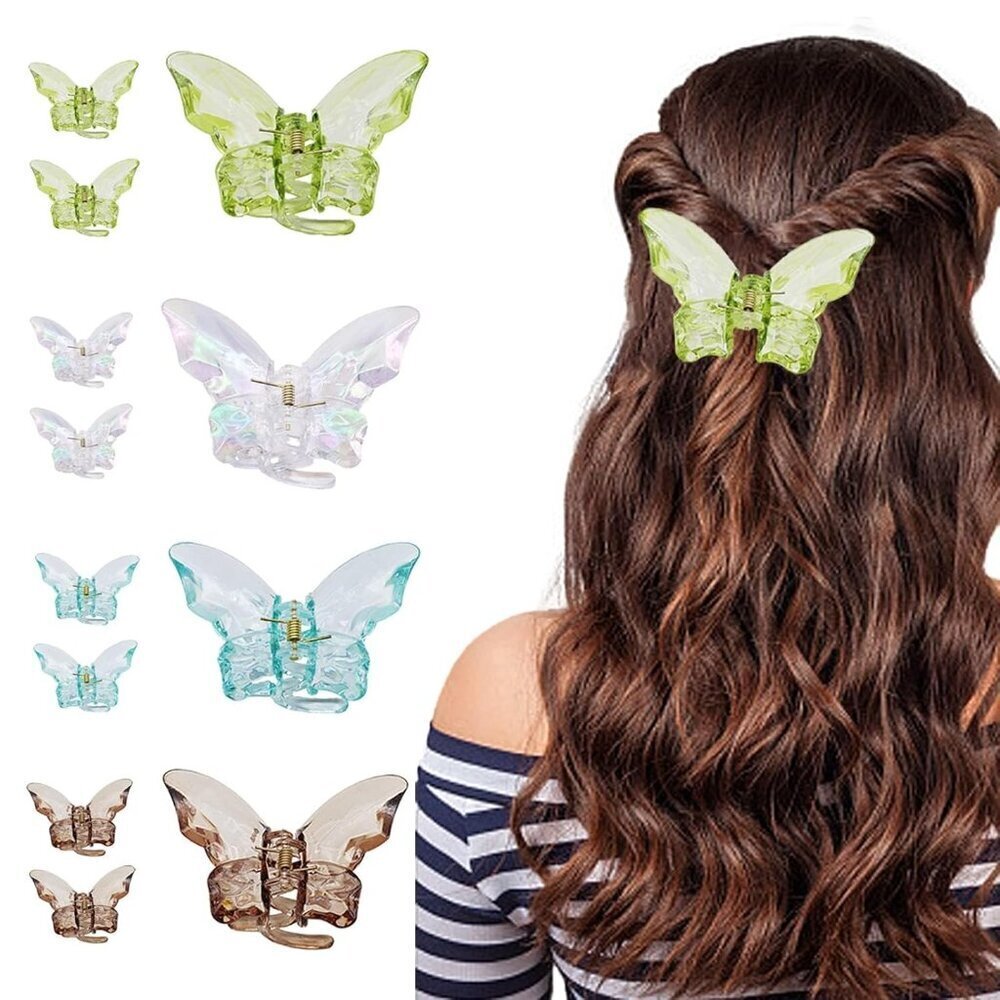 Clear Butterfly Hair Claw Clips 12 Pack Acrylic Non-Slip Stylish for Women